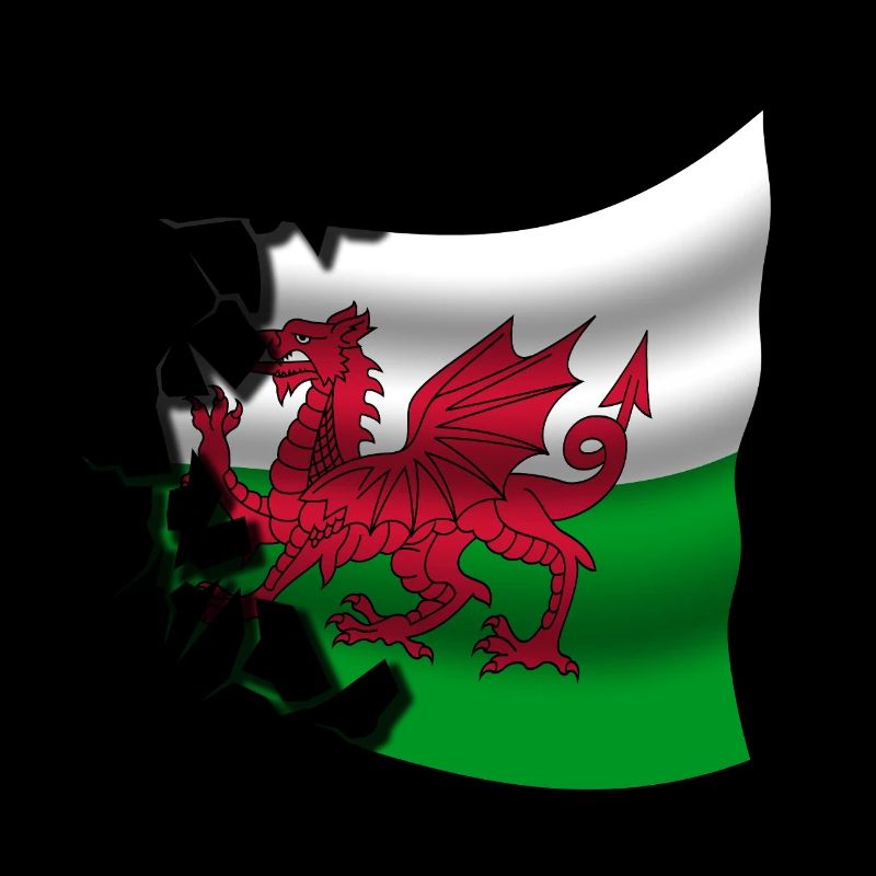 Drapeau du Pays de Galles - Gallois - Drapeau Broken Design