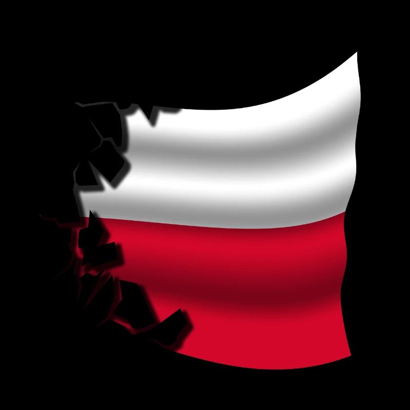 Drapeau de la Pologne - Pologne - Drapeau Broken Design