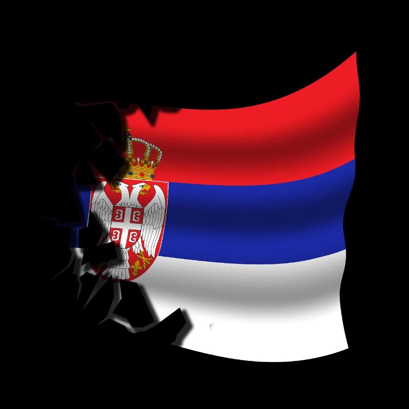 Drapeau de la Serbie - Serbe - Drapeau Broken Design