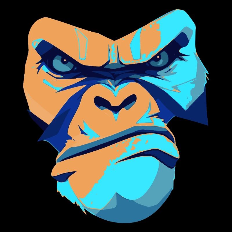 Imprimé imprété Gorille Bleu Devant