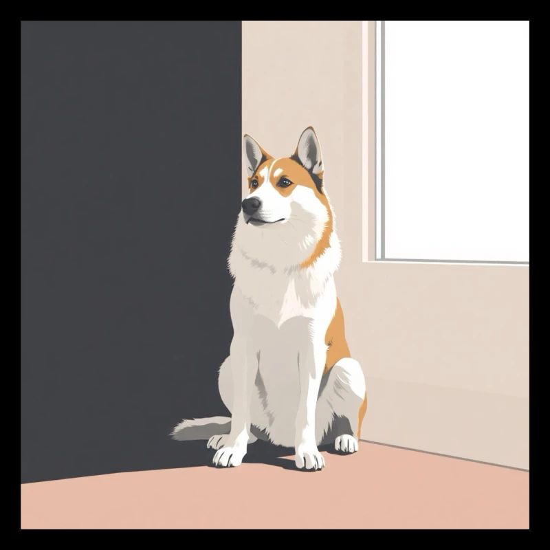 Husky illustration in Scandinavian style
