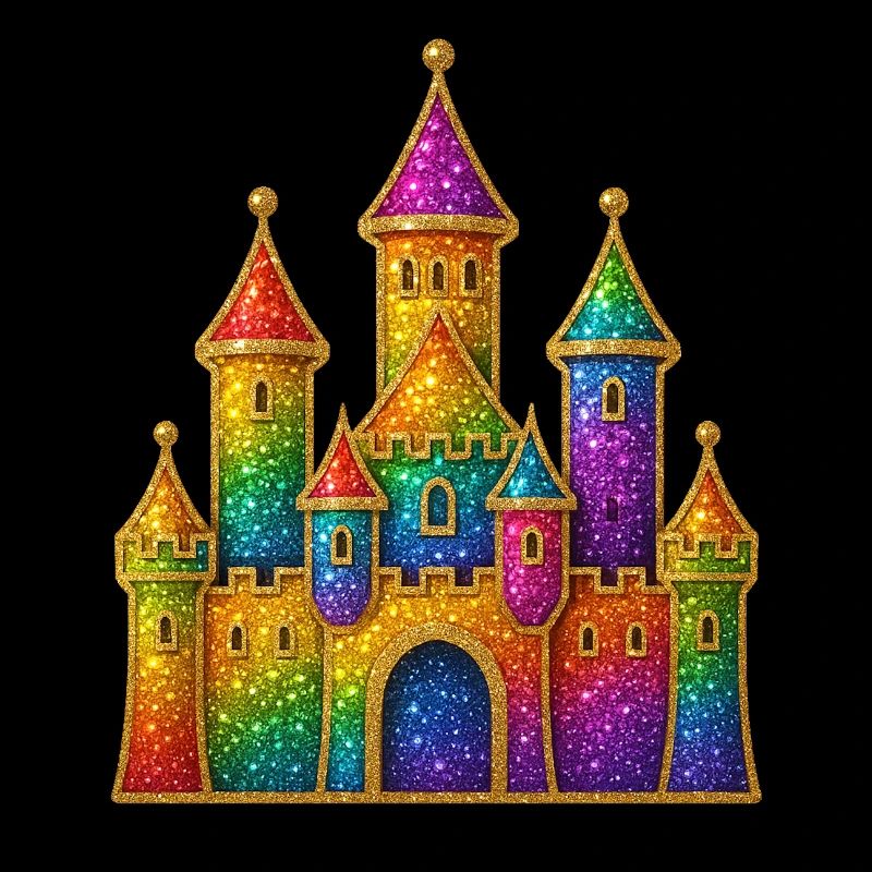 Rainbow Glitter Castle Design
