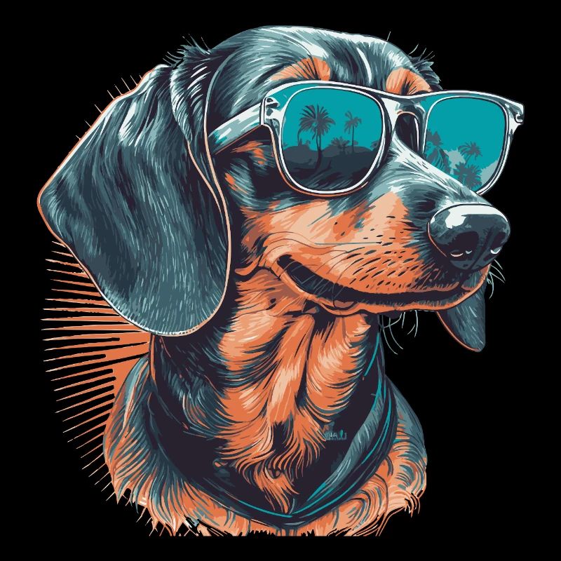 Teckel cool avec des lunettes de soleil