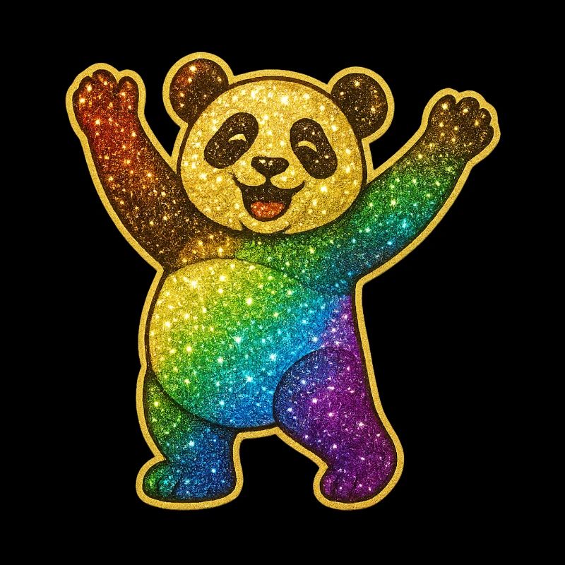 Glittery Rainbow Panda
