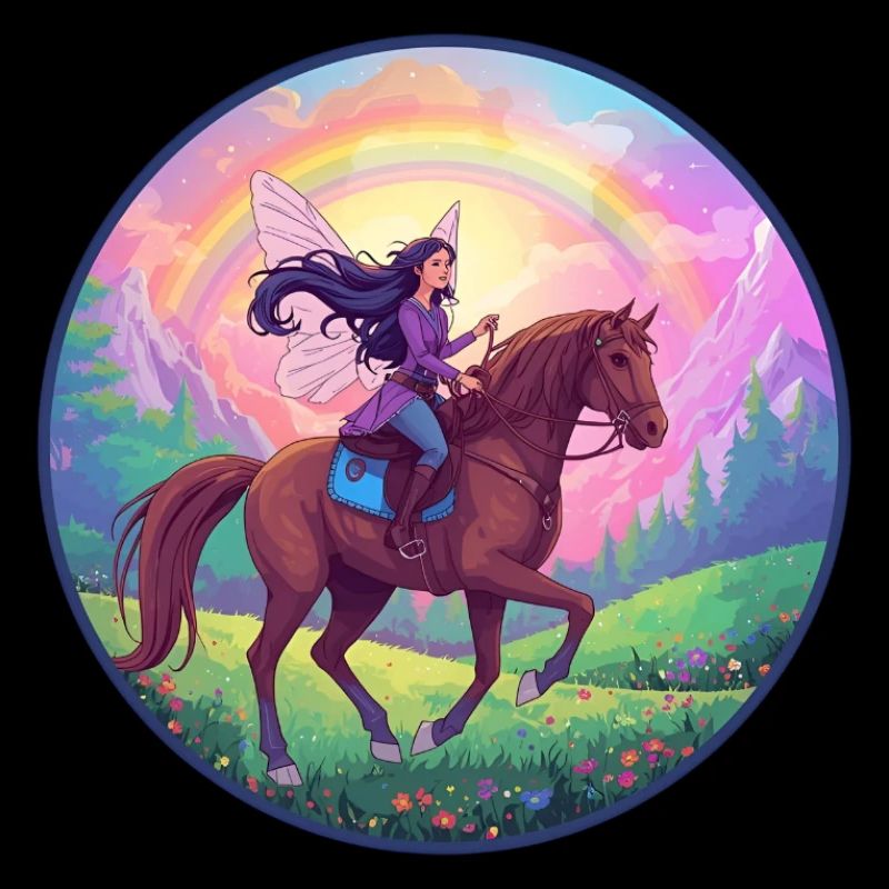 Fée imaginative sur cheval