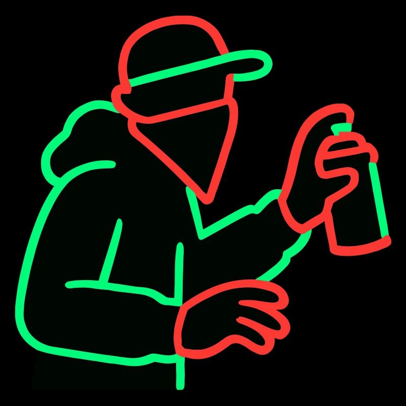 Neon Graffiti Sprayer Silhouette