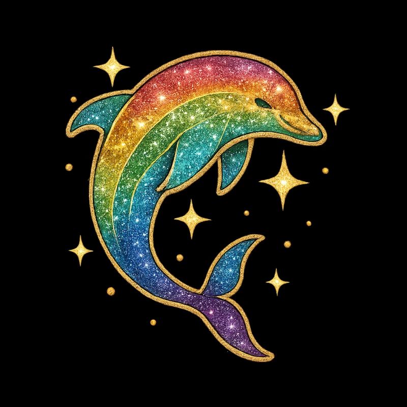 Rainbow Dolphin Star Glitter