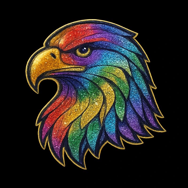 Rainbow Eagle Head Patch