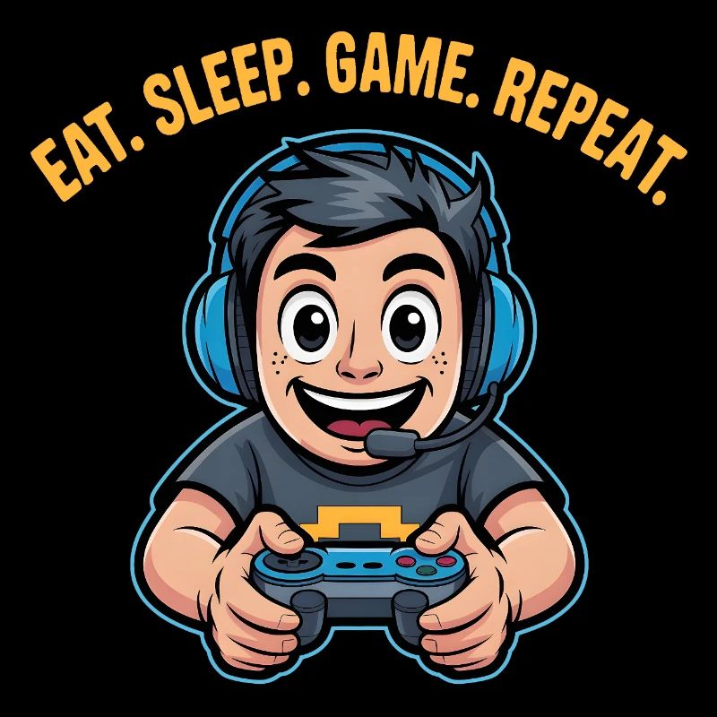 Eat Sleep Game Repeat Gaming Saying