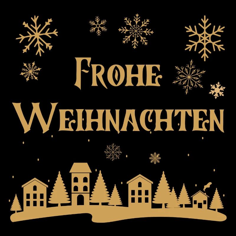 Texte Joyeux Noël rangée dorée de maisons hiver