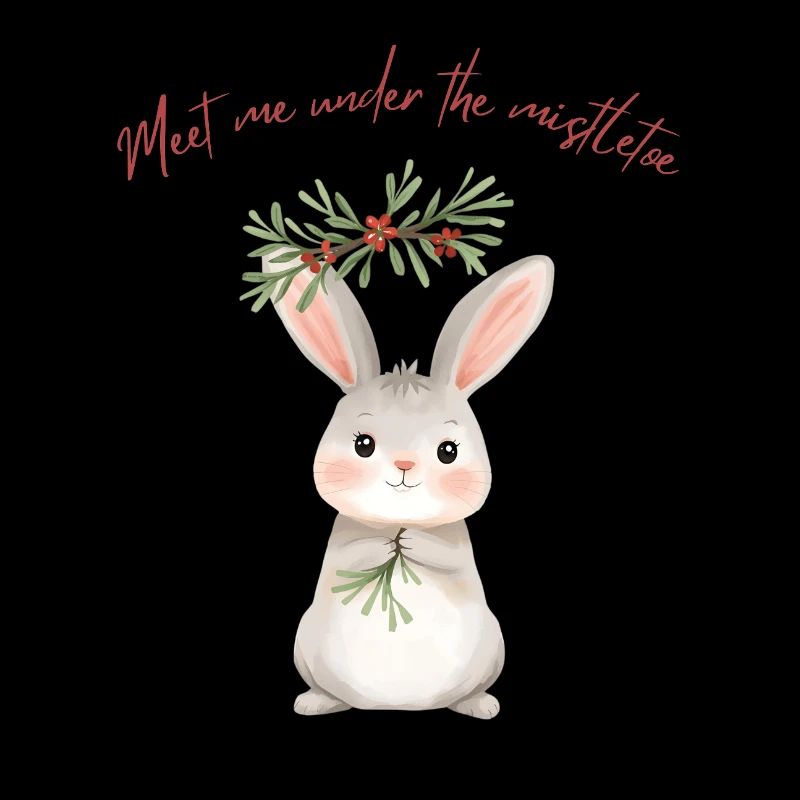 Lapin sous gui Conception de Noël