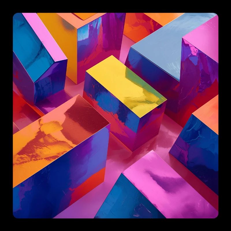 Neon 3D Blöcke bunt mit glänzendem Effekt