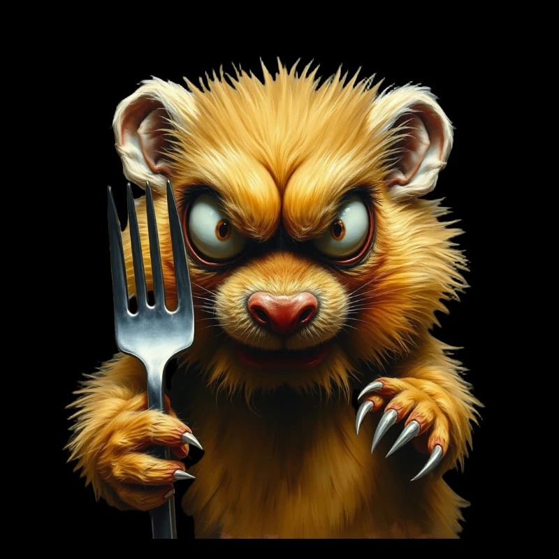 Horror hamster with fork