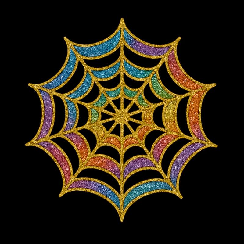 Spider Web | Rainbow Spider Web Gold Glitter