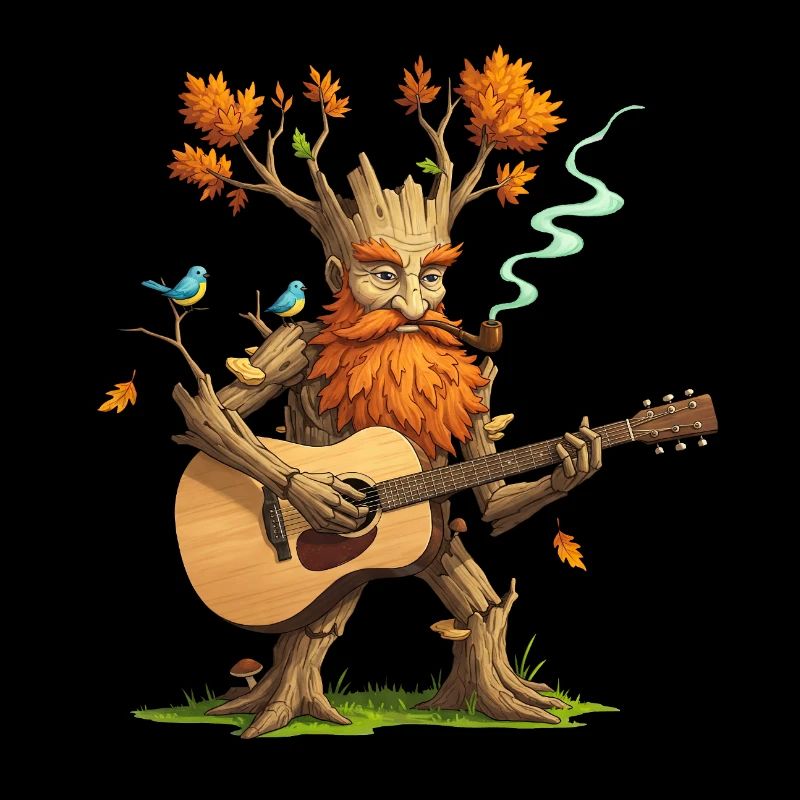 Fantasy Tree Guitar Player T-Shirt
