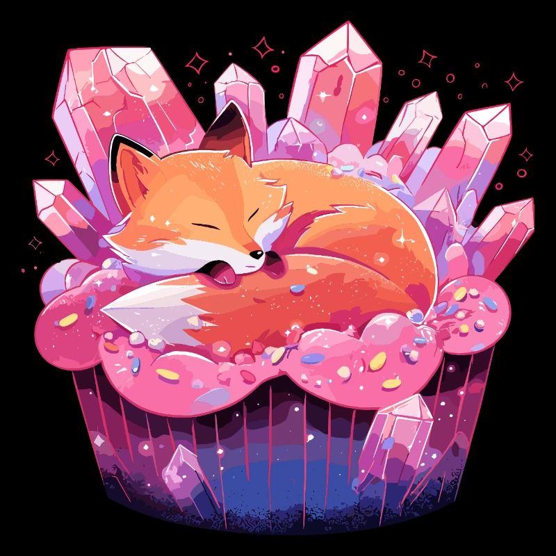 Renard endormi dans un gâteau de cristal