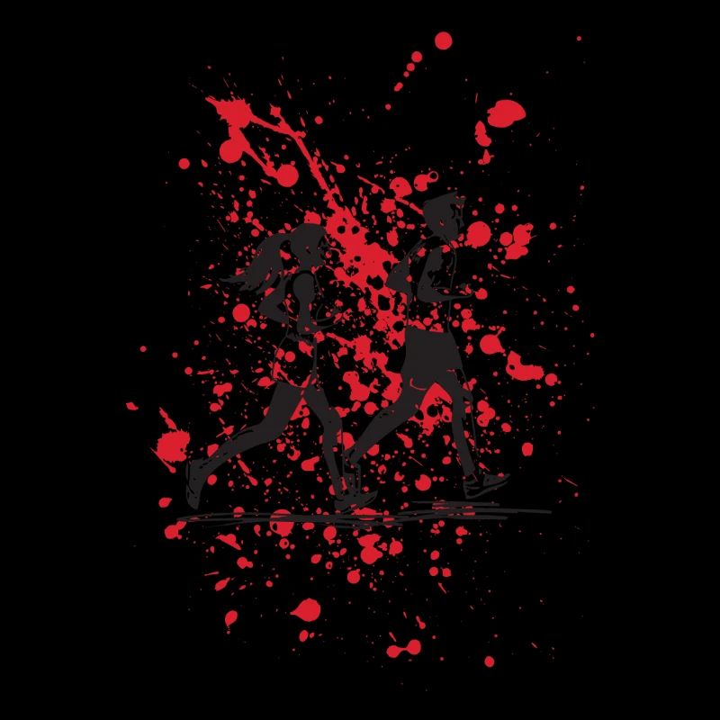 Courses et éclaboussures rouges