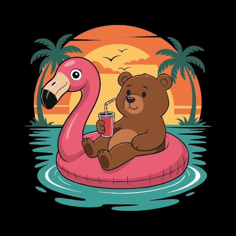 Funny Bear Tropical Summer Flamingo Float
