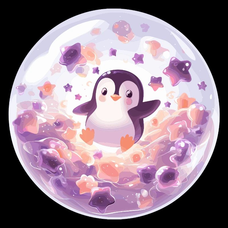 Pingouin dans la boule de bulle