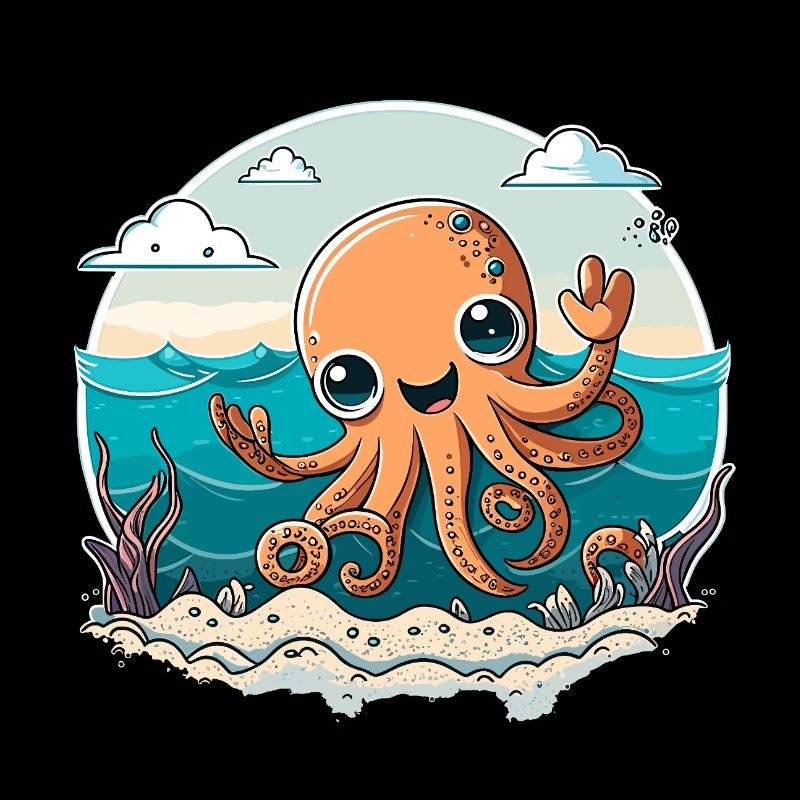 Happy squid on the beach