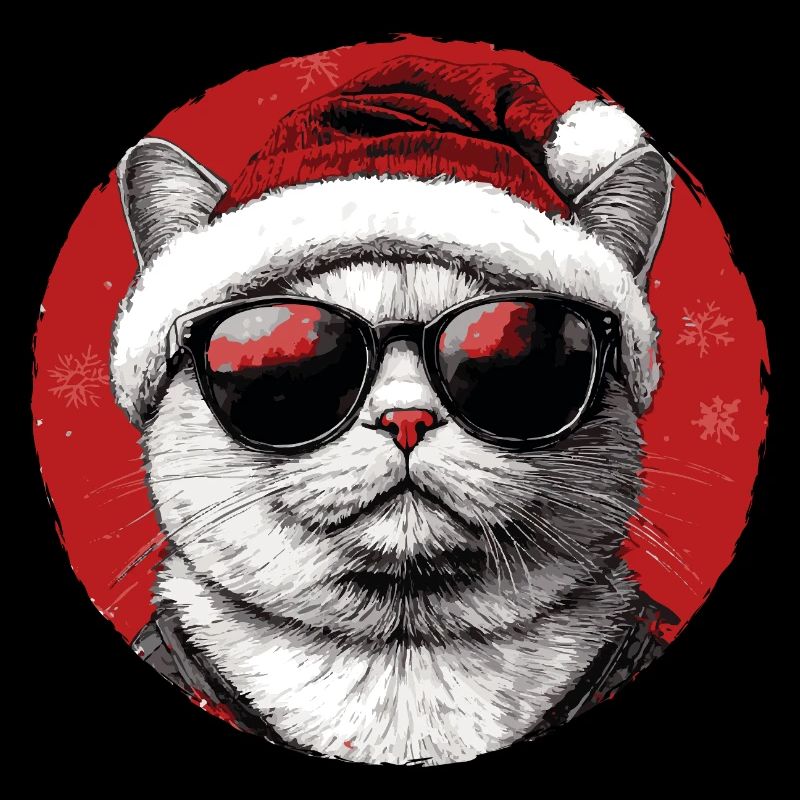 Chat de Noël avec des lunettes de soleil