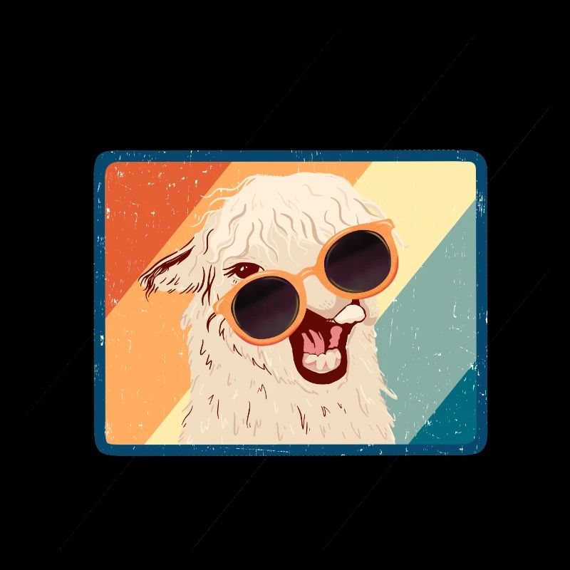 Funny retro alpaca llama