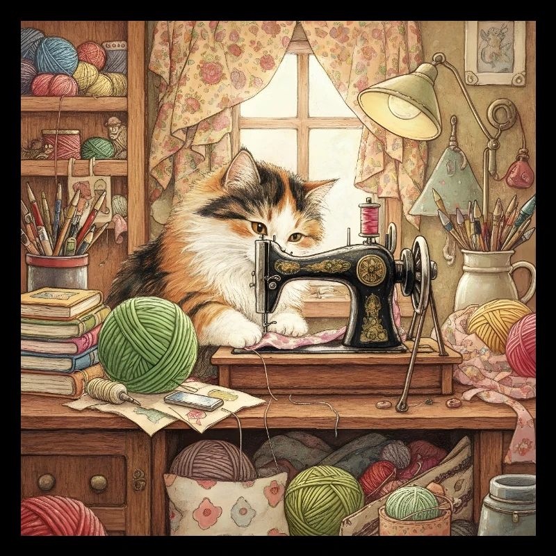 Cat Studio Sewing Machine Cuddling