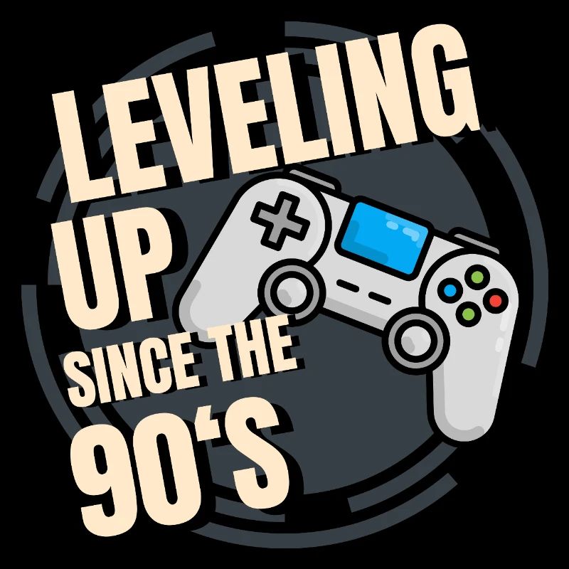 Retro game controller with 90s text