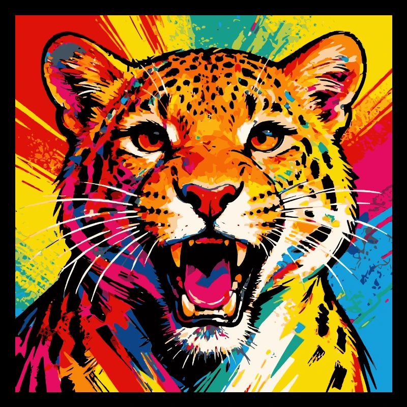 Explosion de couleurs du léopard pop art