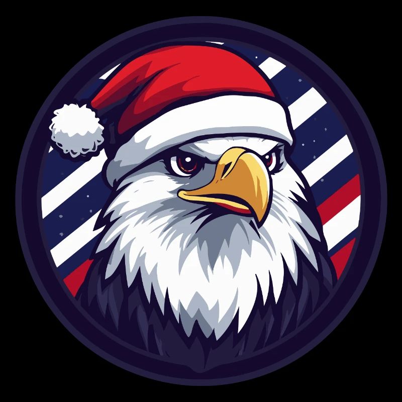 Aigle de Noël dans le cercle du drapeau