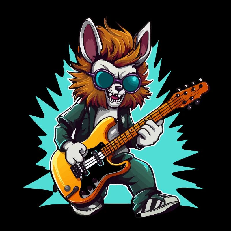 Gitarrowl Rockwolf mit Sonnenbrille