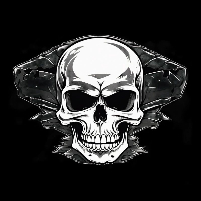 Skull through rock face