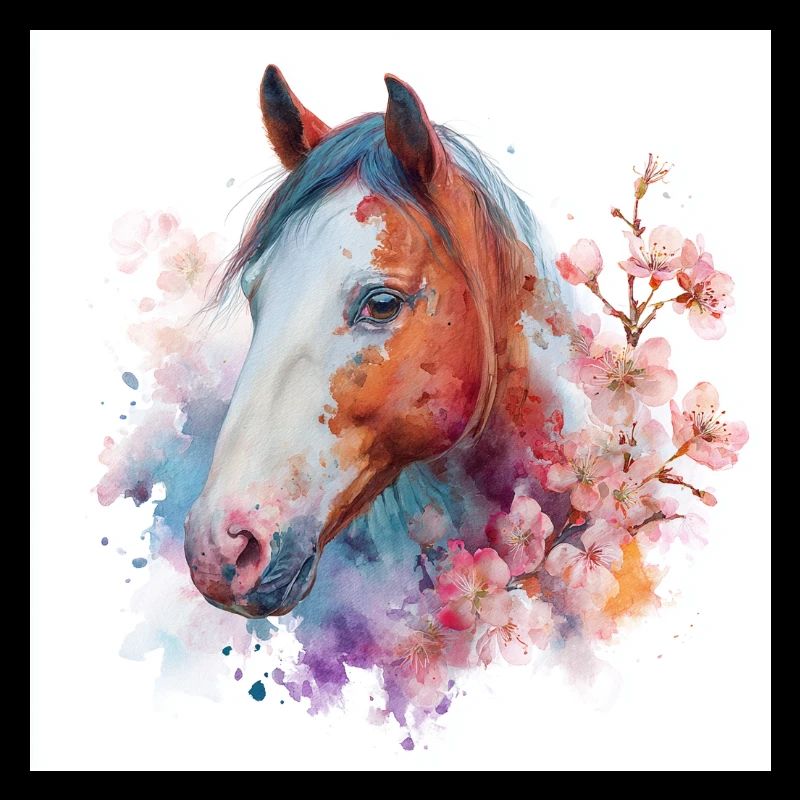 Portrait aquarelle de la fleur du cheval