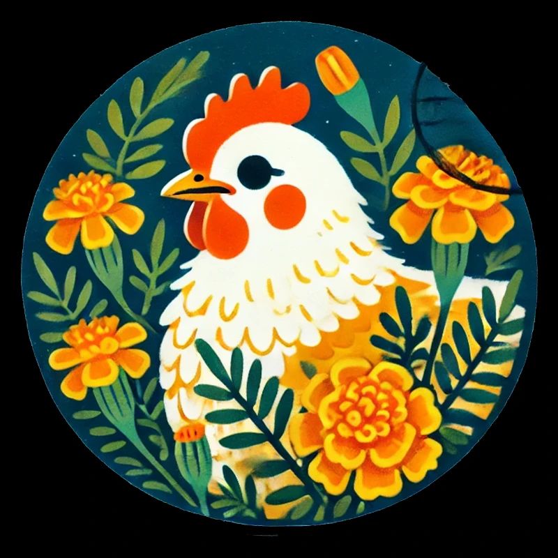 Sonnenhühner zwischen kräftigen Blumen