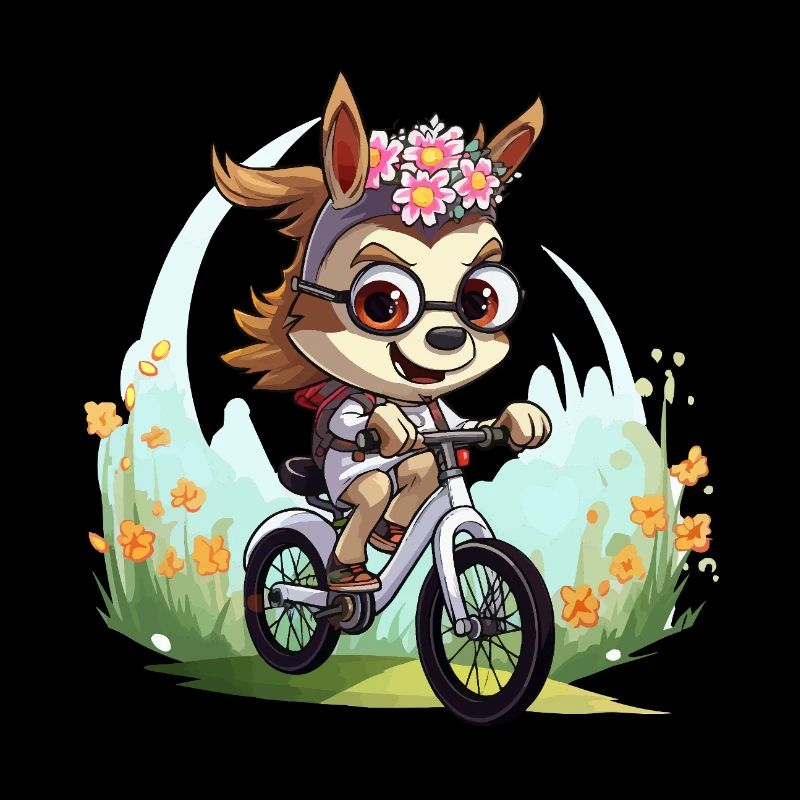 Floral wreath deer on bicycle