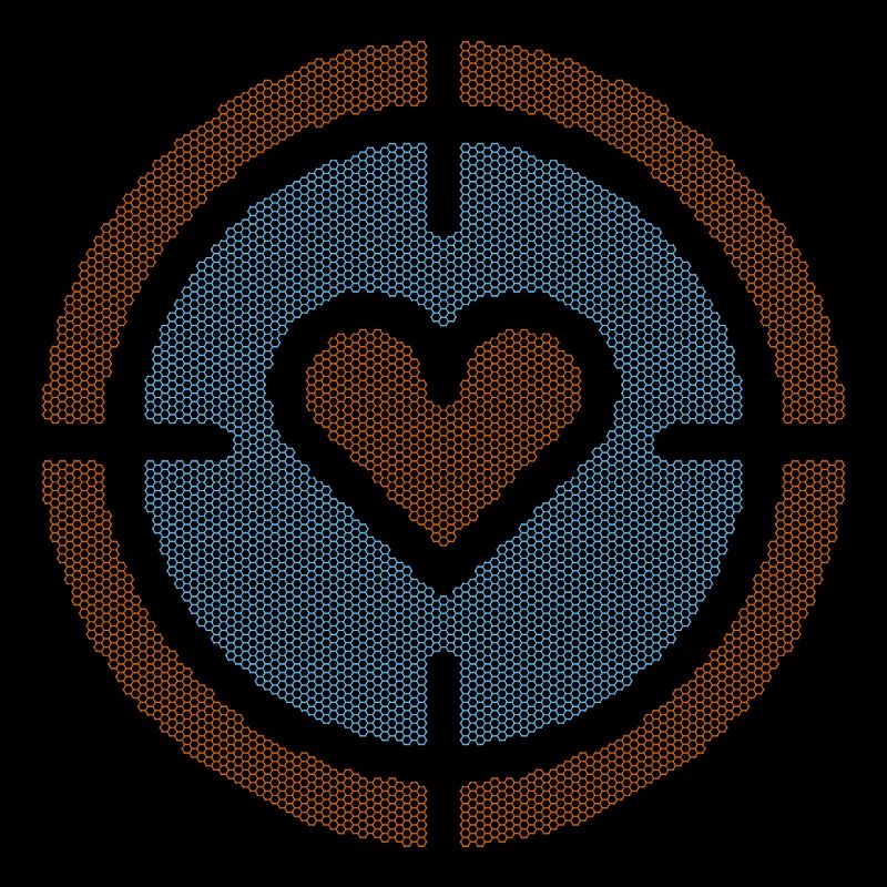 Heart in Target Emblem, honeycomb pattern
