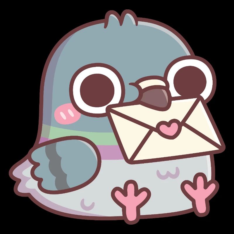 Pigeon mignon avec une lettre d’amour