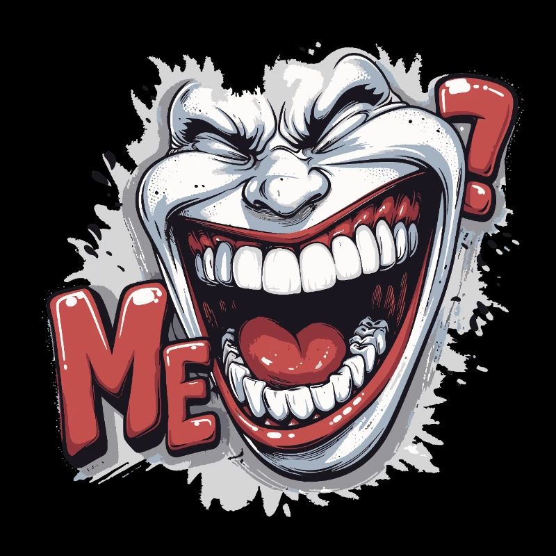 Crazy Laughing white face in a comics style