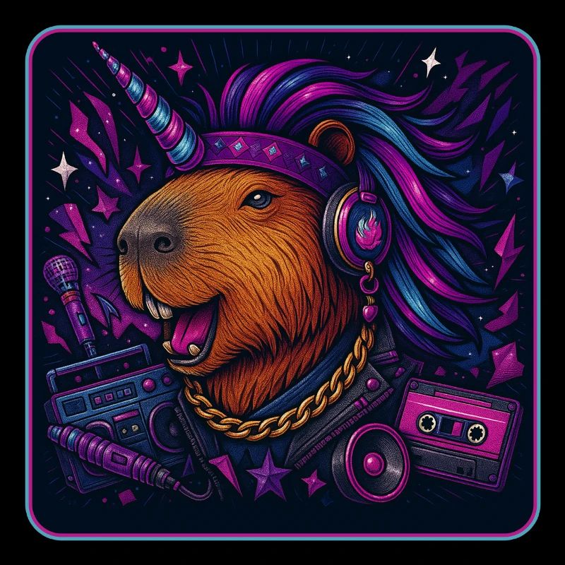 Capybara Unicorn Retro DJ
