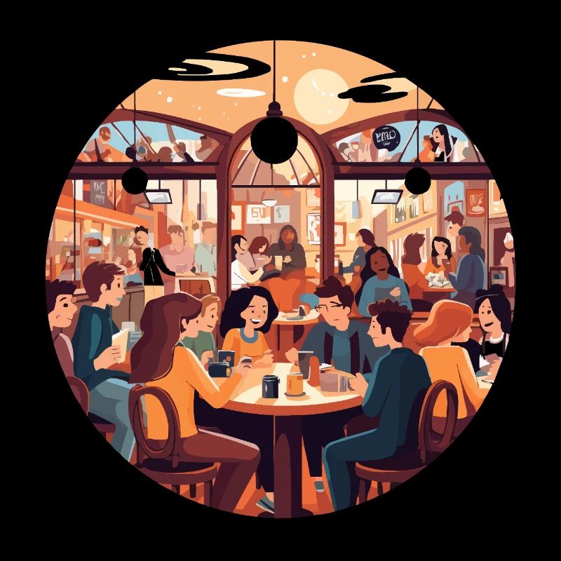 Cafe conversations in the evening light