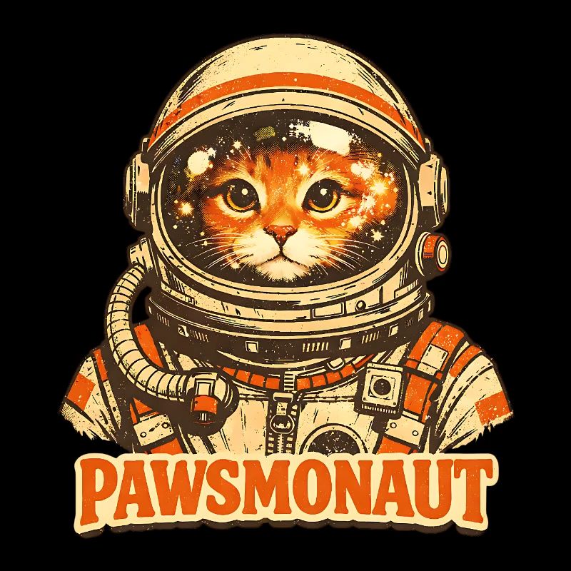 Pawsmonaut Chat Drôle Astronaute Espace Vintage