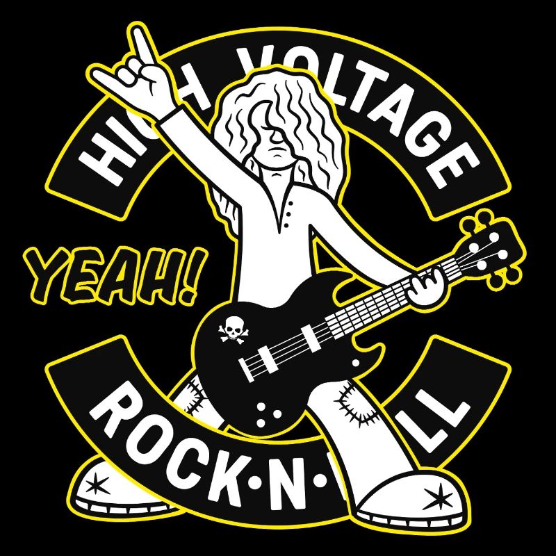 High Voltage Rock 'N' Roll Cartoon Guitarist