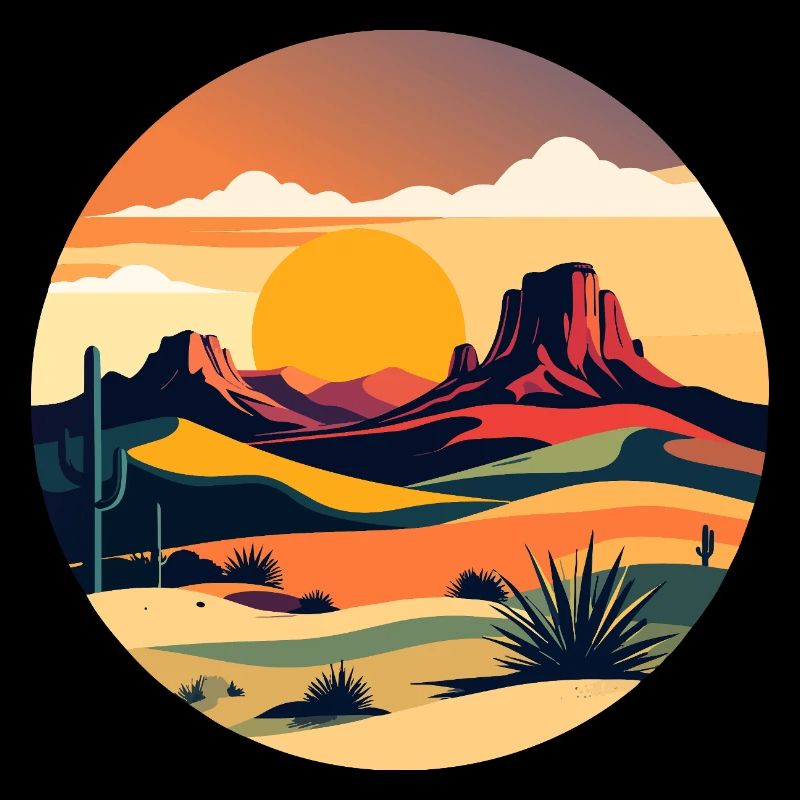 Sunset in desert landscape