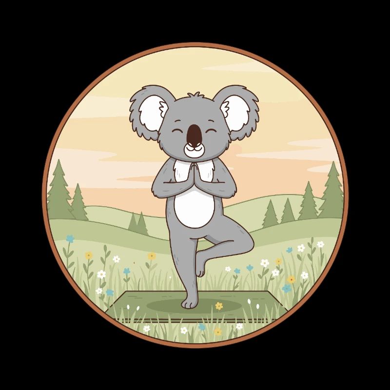 Yoga Koala Bear Doing Tree Pose Art