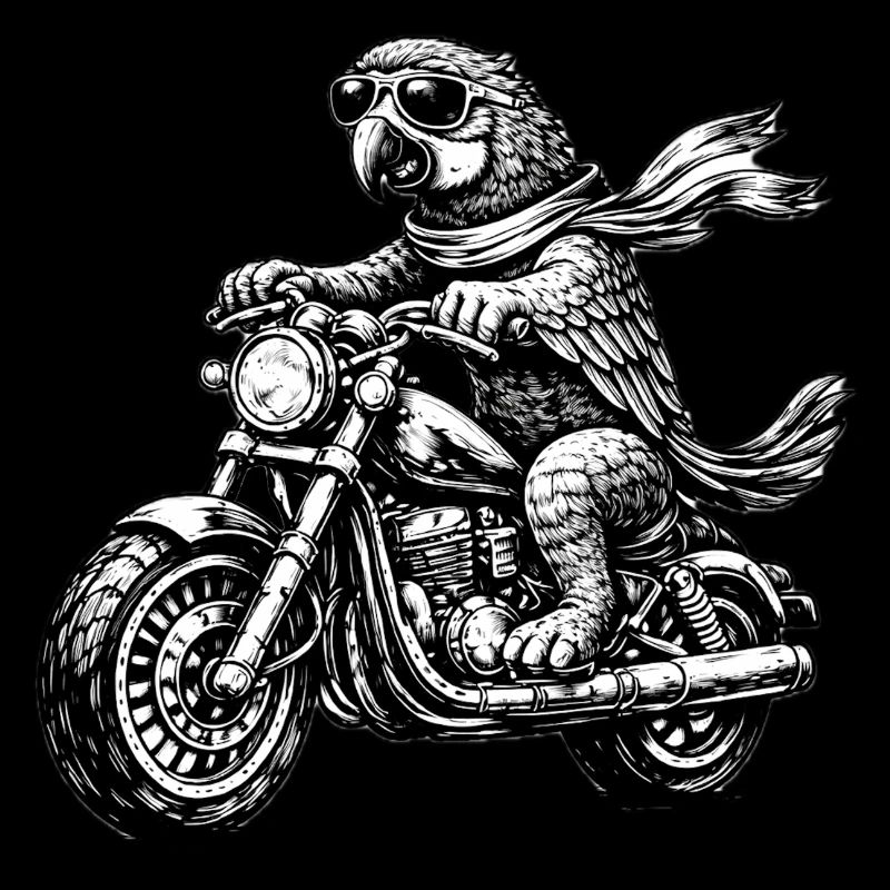 Biker Ara | Papagei auf Motorrad