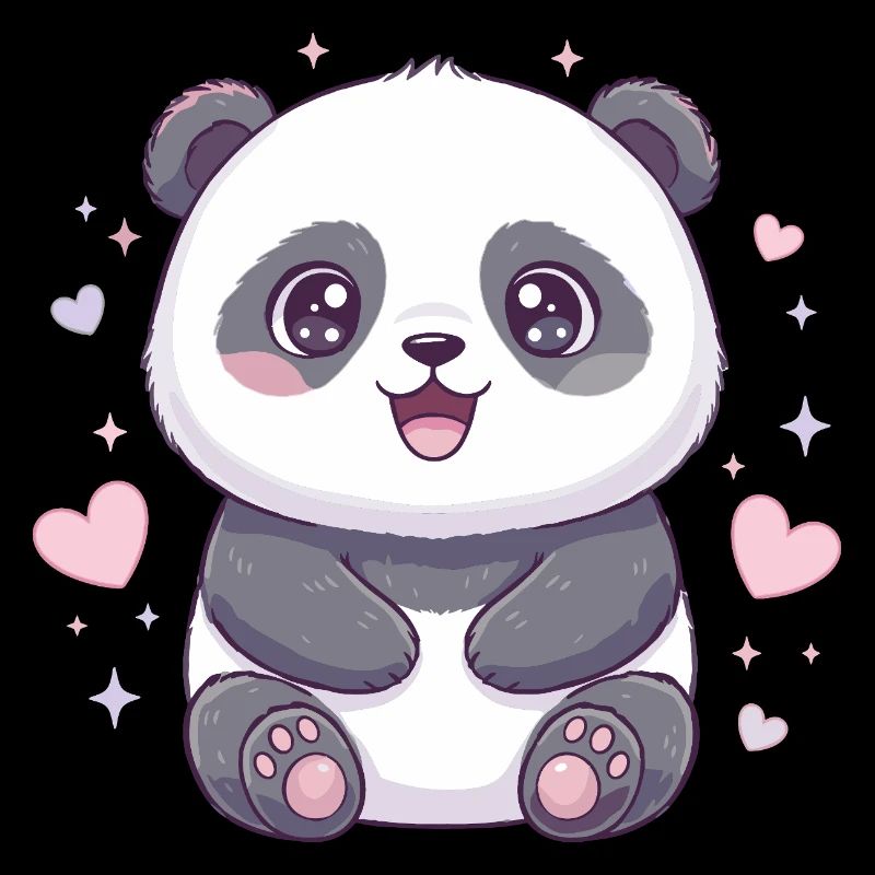 Kawaii Panda with Hearts