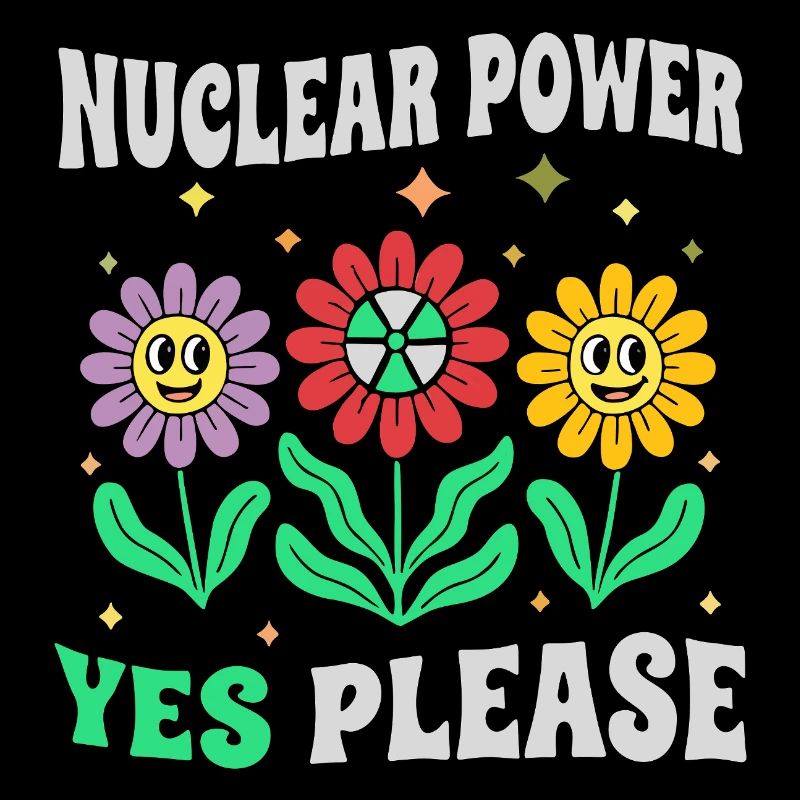 Nuclear power Yes Please with flowers retro