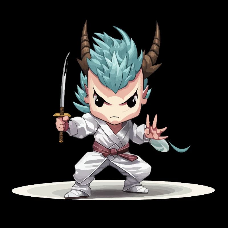 Chibi Krieger mit Katana