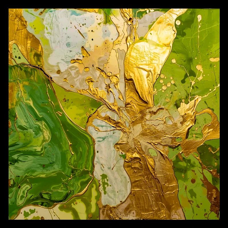 Abstraction vert doré avec texture métallique