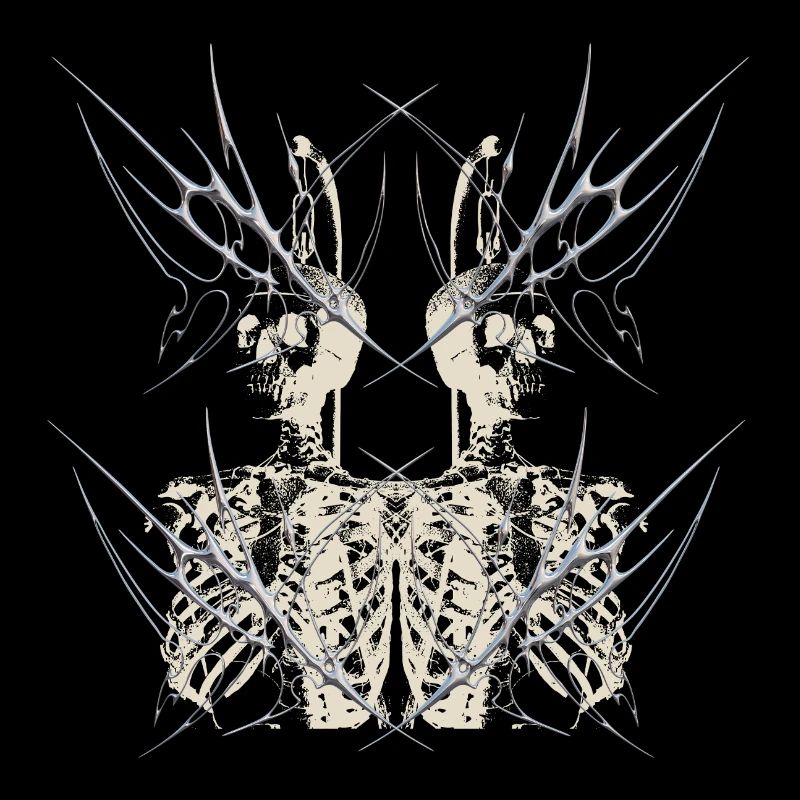 Dark Gothic Skeleton Mirror Cybercore Design